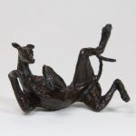 Lurcher on Back Solid Bronze Small